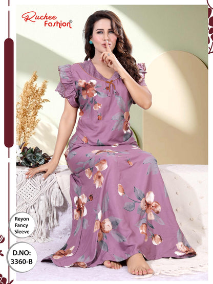Design 3357-3360 Ruchee Fashion Reyon Night Gowns Supplier Ahmedabad