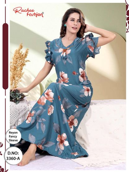 Design 3357-3360 Ruchee Fashion Reyon Night Gowns Supplier Ahmedabad
