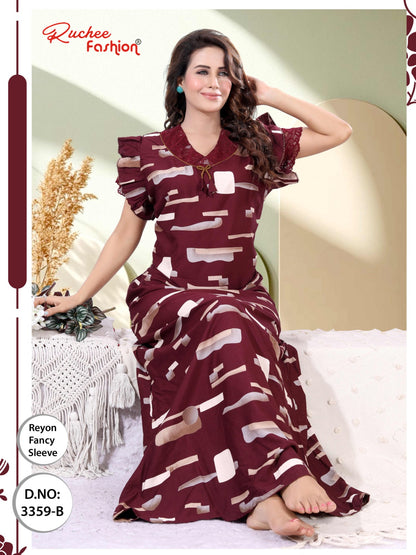 Design 3357-3360 Ruchee Fashion Reyon Night Gowns Supplier Ahmedabad