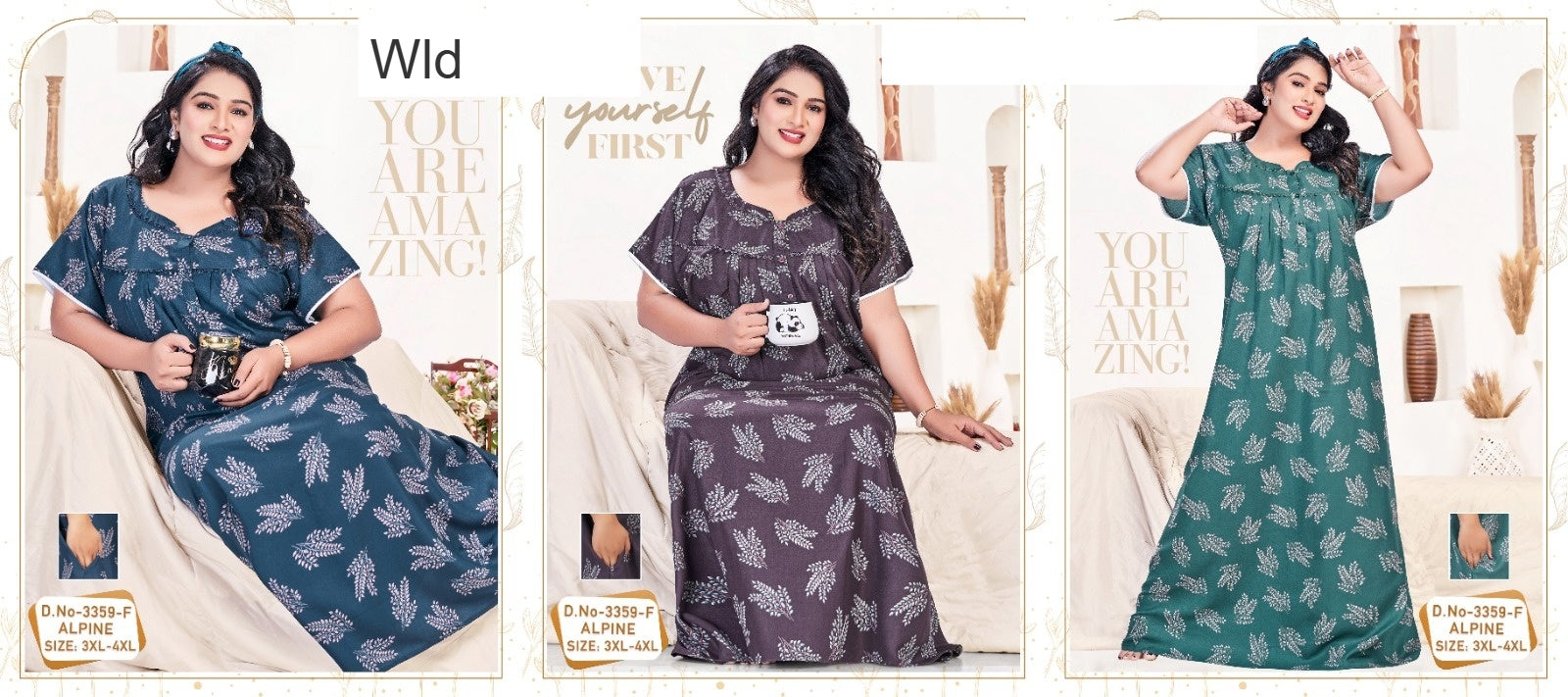 Design 3359 Wld Alpine Night Gowns Wholesaler Ahmedabad