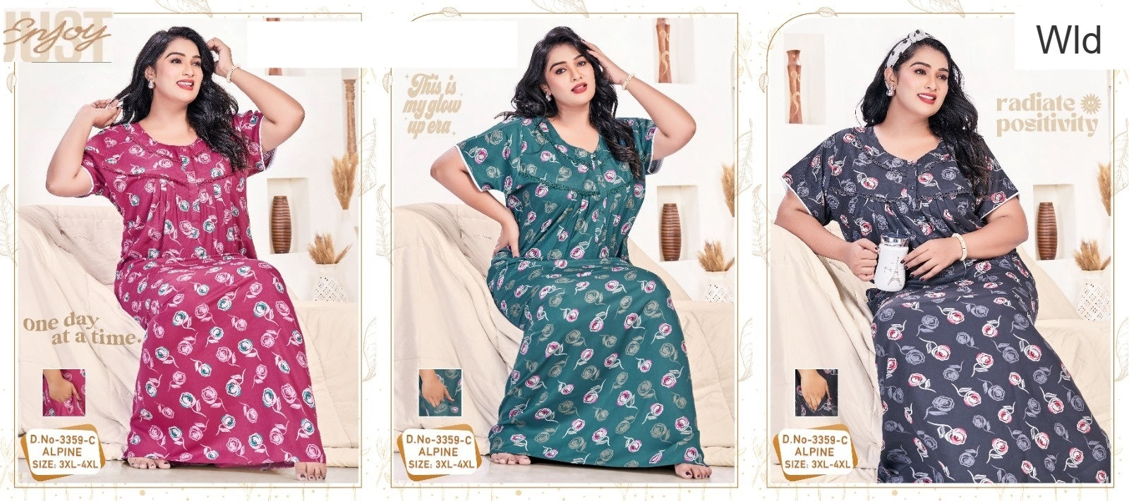 Design 3359 Wld Alpine Night Gowns Wholesaler Ahmedabad