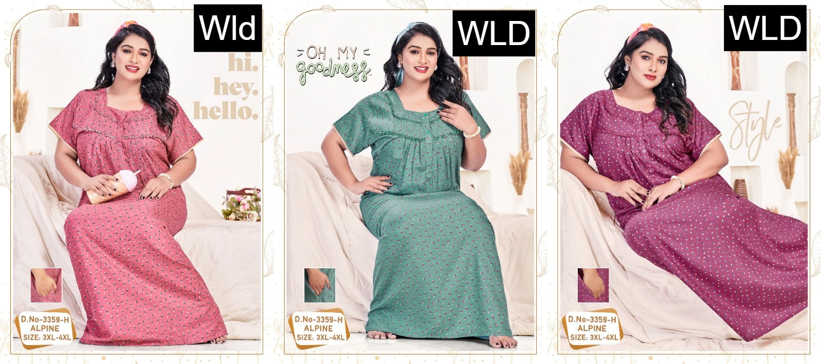 Design 3359 Wld Alpine Night Gowns Manufacturer India