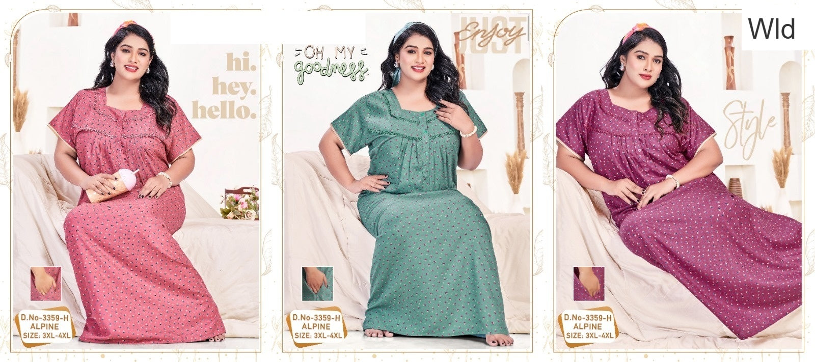 Design 3359 Wld Alpine Night Gowns Wholesaler Ahmedabad