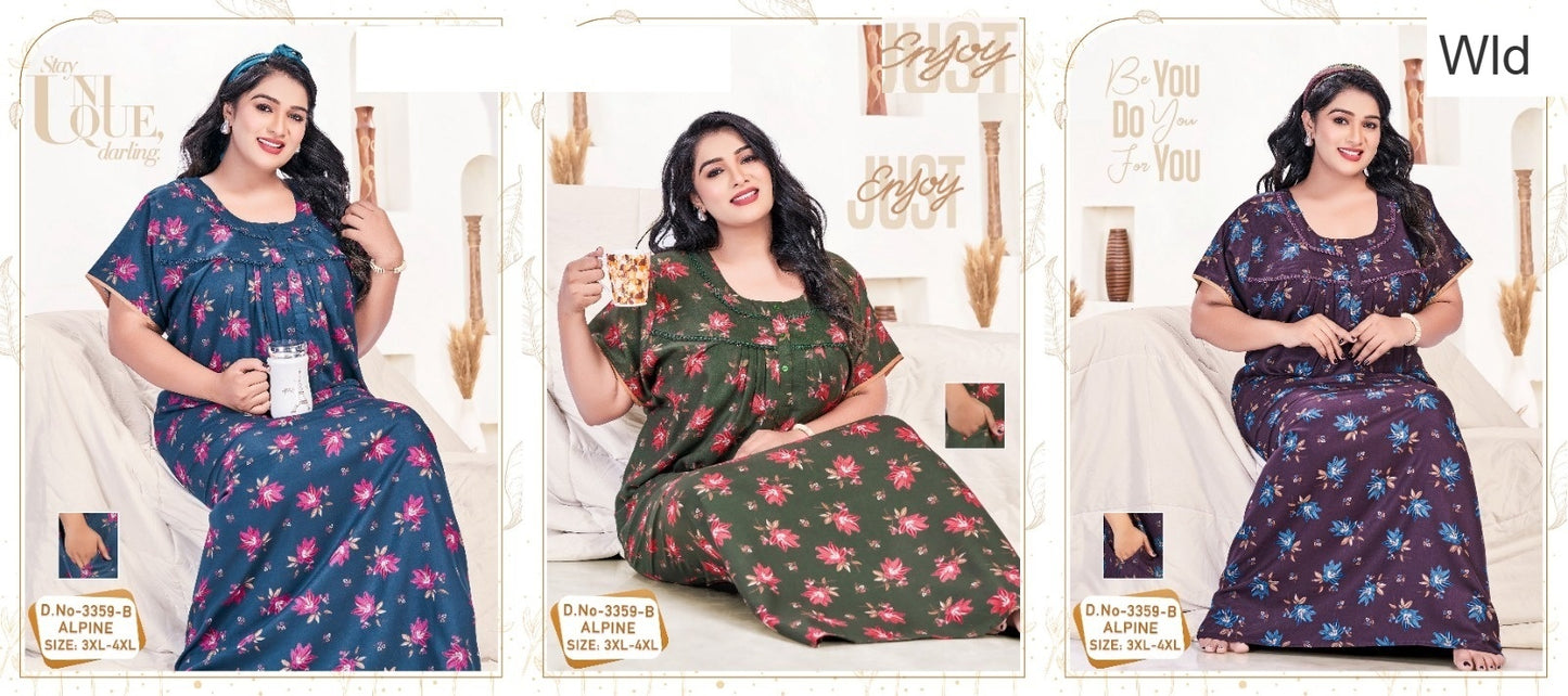 Design 3359 Wld Alpine Night Gowns Wholesaler Ahmedabad