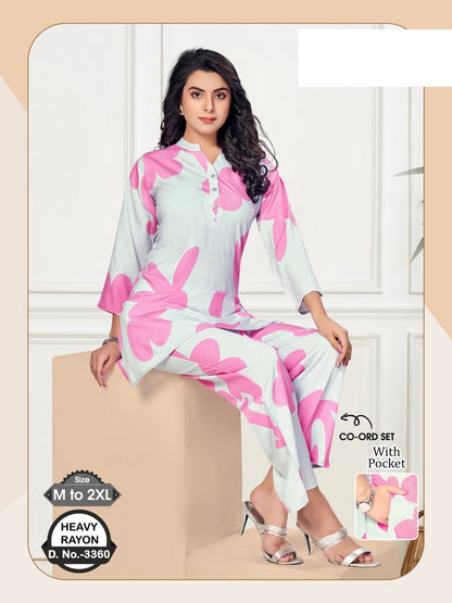 Design 3360 Wld Rayon Co Ord Set Exporter India