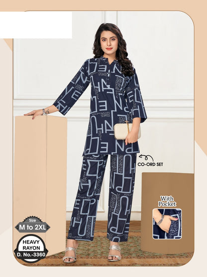 Design 3360 Wld Rayon Co Ord Set Exporter India