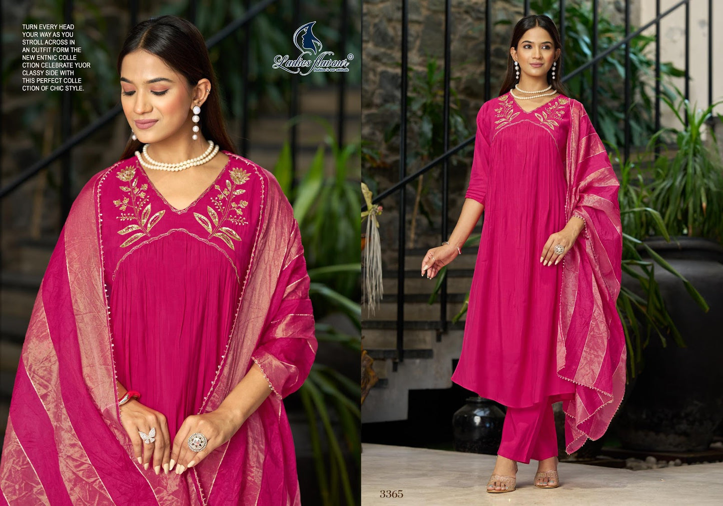 Design 3365-3370 Ladyf Chanderi Readymade Anarkali Suits Supplier