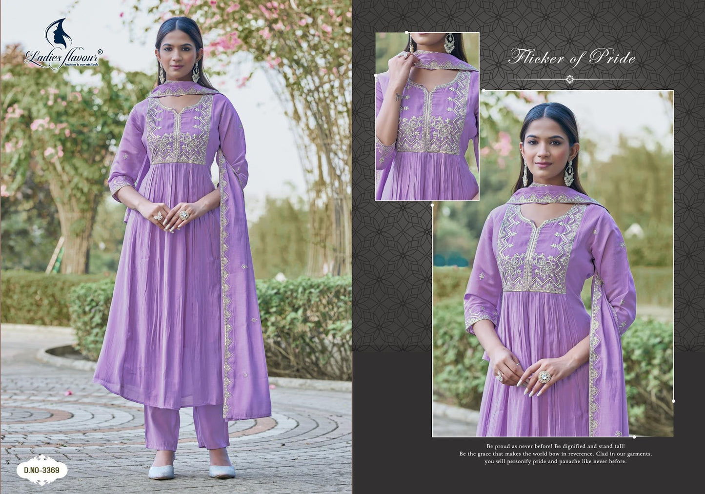 Design 3365-3370 Ladyf Chanderi Readymade Anarkali Suits Supplier