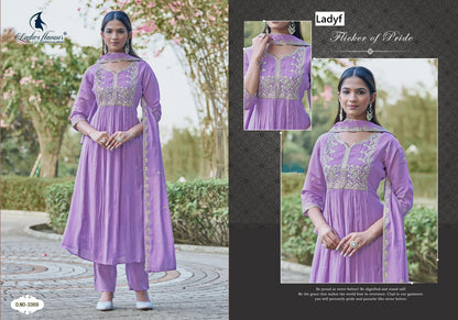 Design 3367 To 3370 Ladyf Mul Chanderi Readymade Anarkali Suits Supplier Ahmedabad
