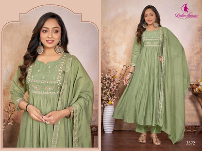 Design 3371-3372 Ladyf Chanderi Readymade Anarkali Suits Supplier India