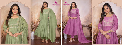 Design 3371-3372 Ladyf Chanderi Readymade Anarkali Suits Supplier India