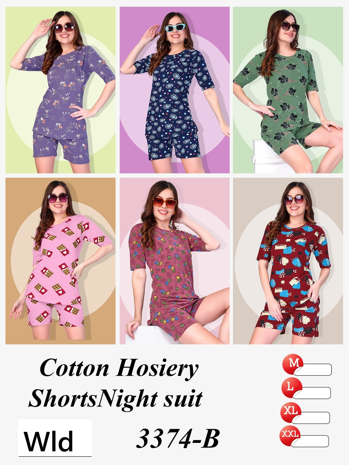 Design 3374 B Wld Cotton Shorts Night Suits Supplier India