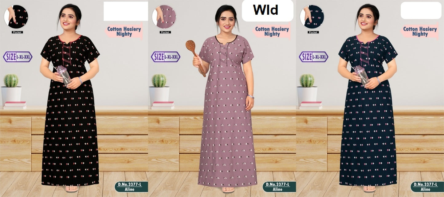 Design 3377 Wld Hosiery Night Gowns Manufacturer India