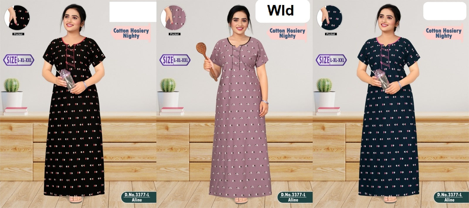 Design 3377 Wld Hosiery Night Gowns Manufacturer India