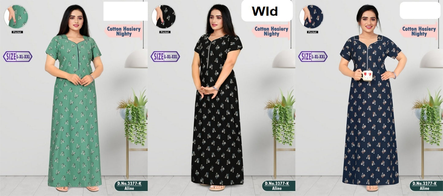 Design 3377 Wld Hosiery Night Gowns Manufacturer India