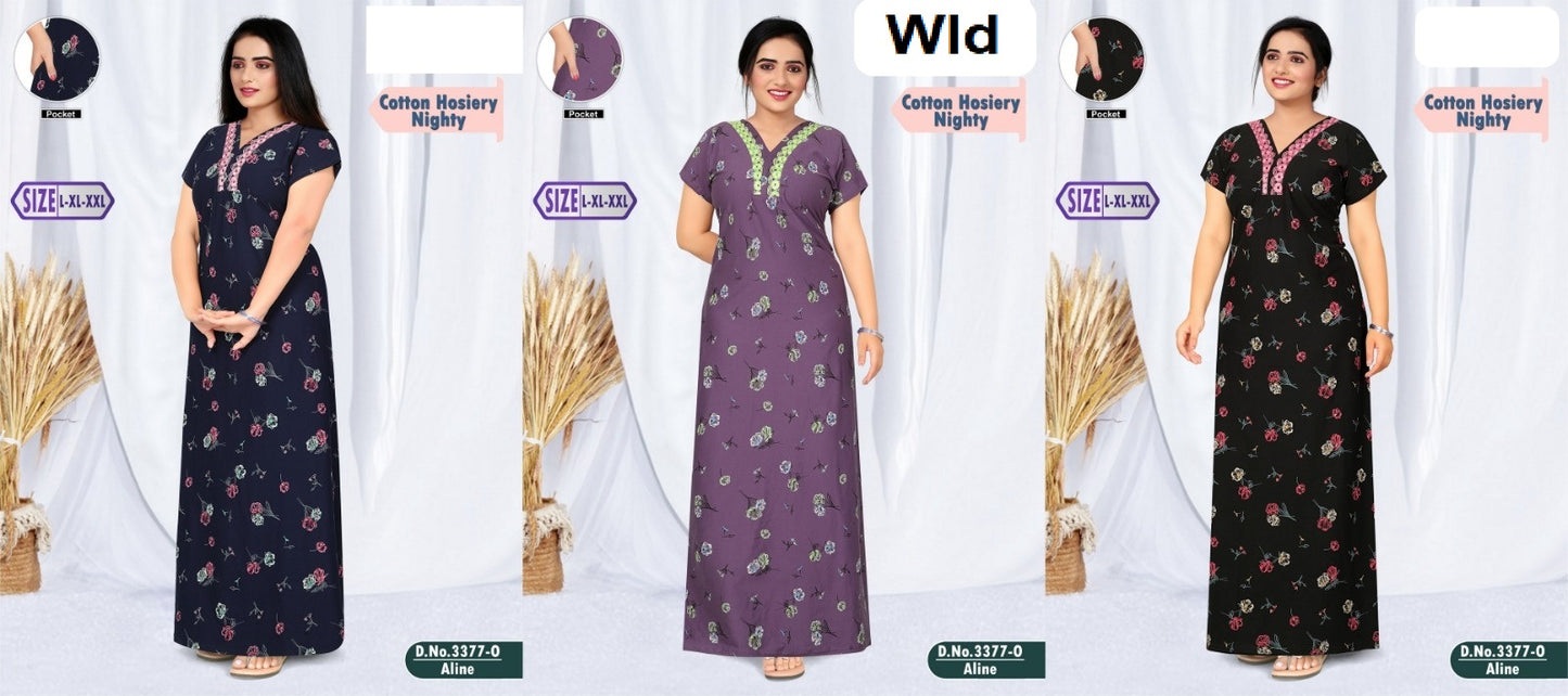 Design 3377 Wld Hosiery Night Gowns Manufacturer India