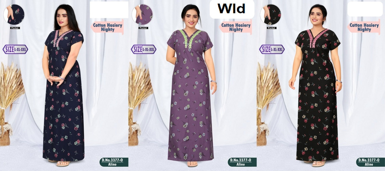 Design 3377 Wld Hosiery Night Gowns Manufacturer India