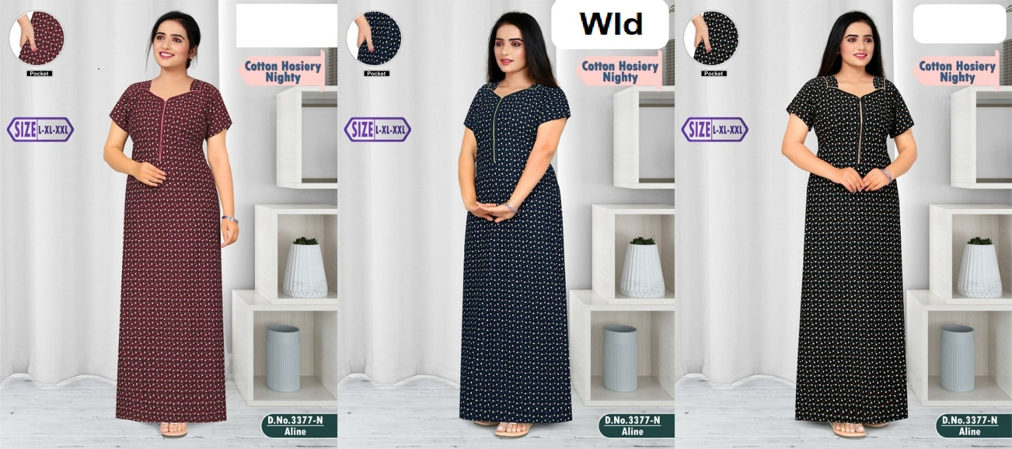 Design 3377 Wld Hosiery Night Gowns Manufacturer India