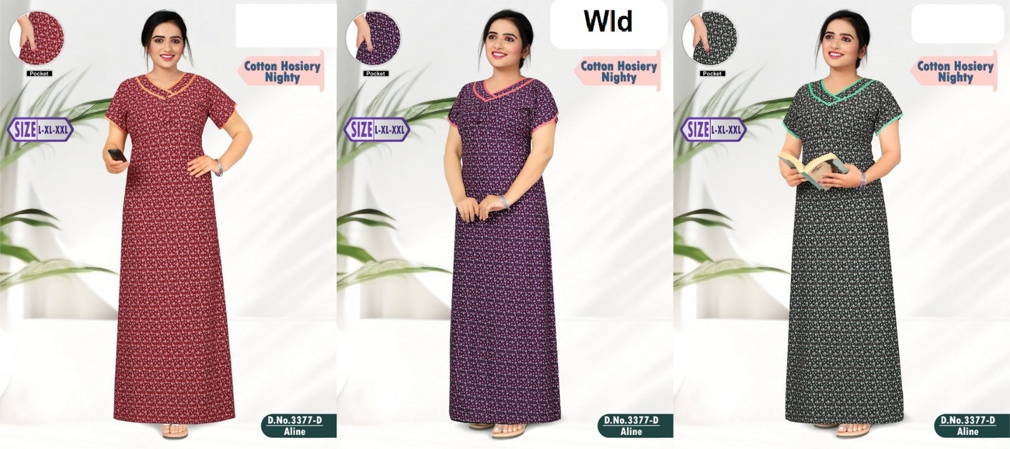 Design 3377 Wld Hosiery Night Gowns Manufacturer India