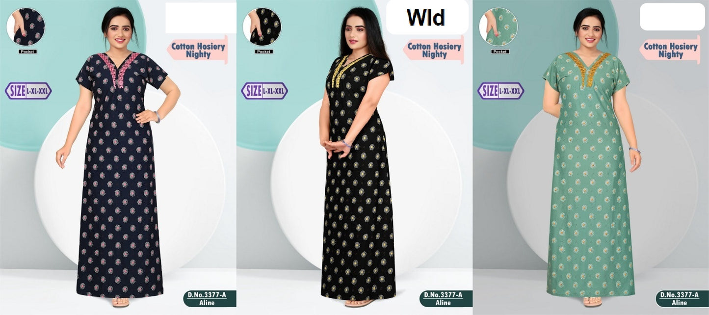 Design 3377 Wld Hosiery Night Gowns Manufacturer India