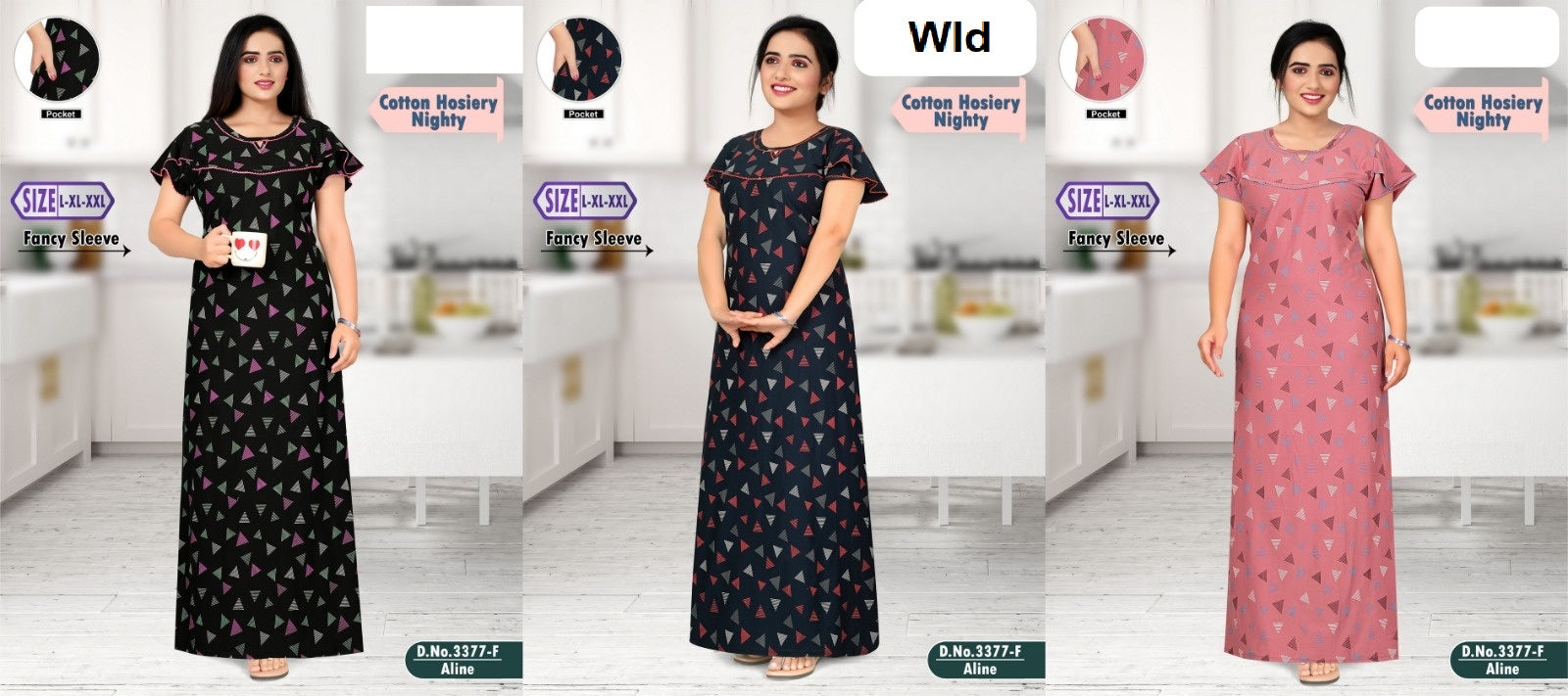 Design 3377 Wld Hosiery Night Gowns Manufacturer India