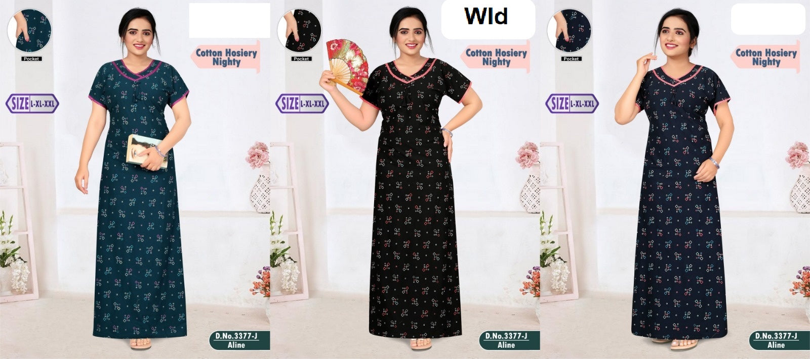 Design 3377 Wld Hosiery Night Gowns Manufacturer India