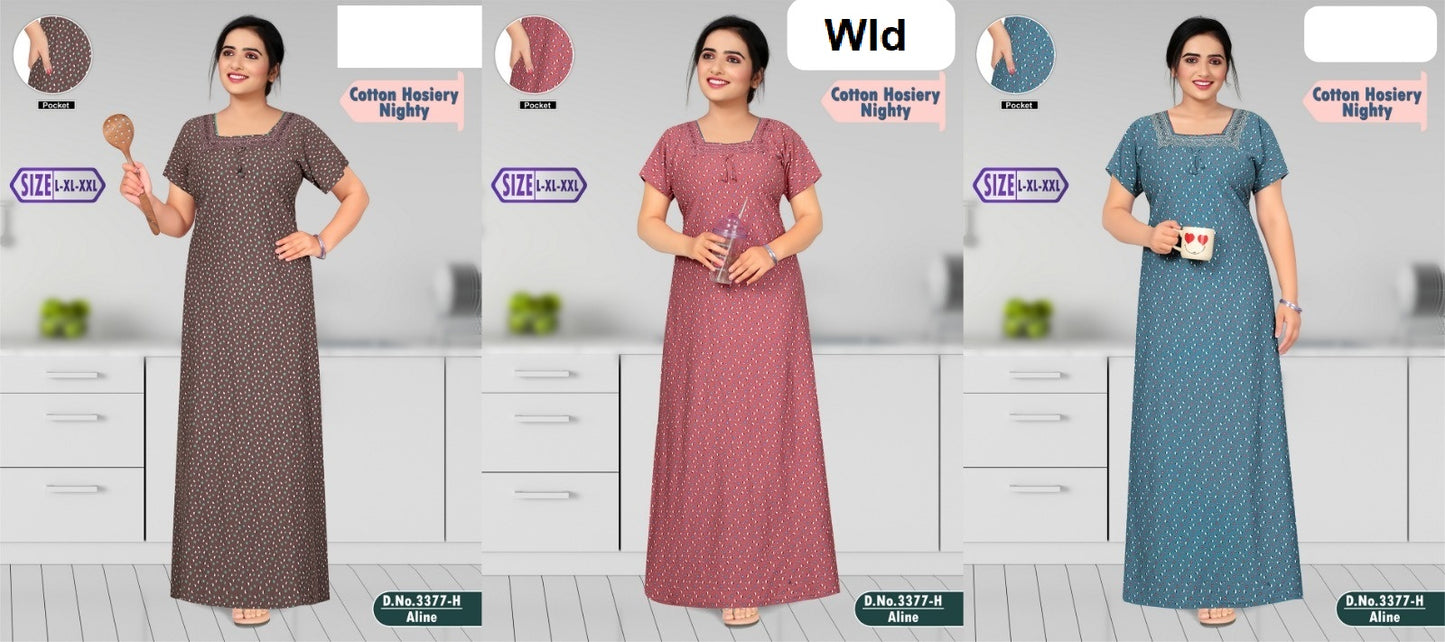Design 3377 Wld Hosiery Night Gowns Manufacturer India