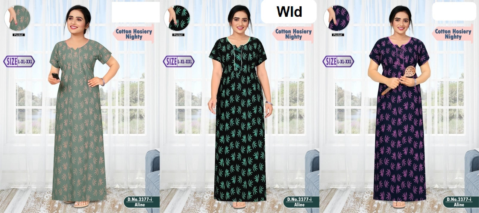 Design 3377 Wld Hosiery Night Gowns Manufacturer India