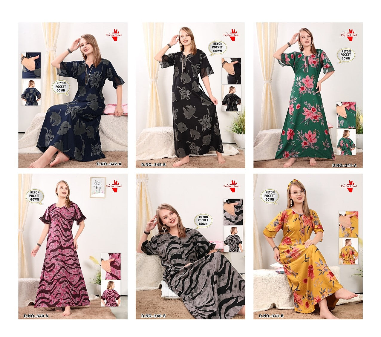 Design 340-342 Perfect Feel Reyon Night Gowns Supplier