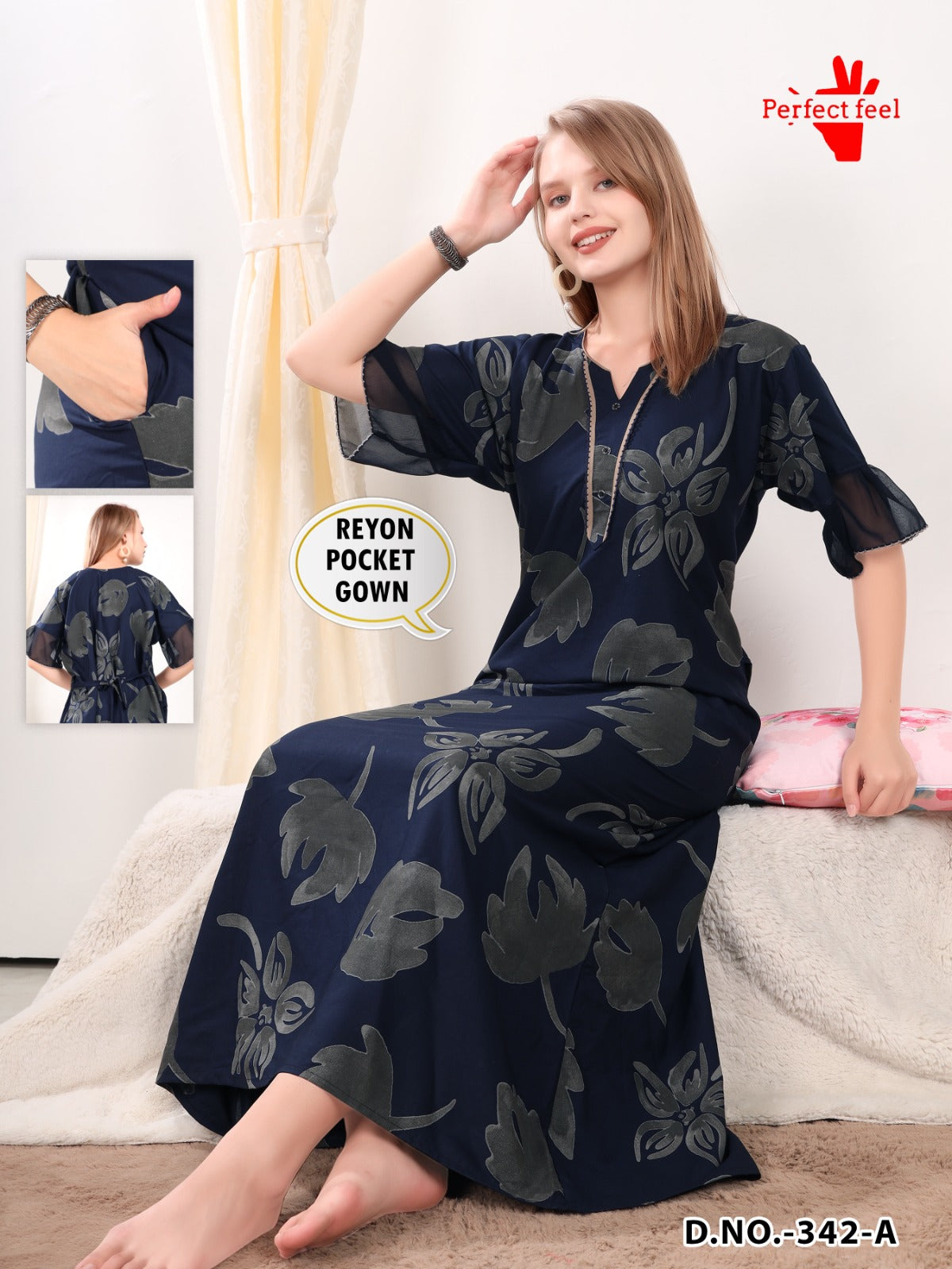 Design 340-342 Perfect Feel Reyon Night Gowns Supplier