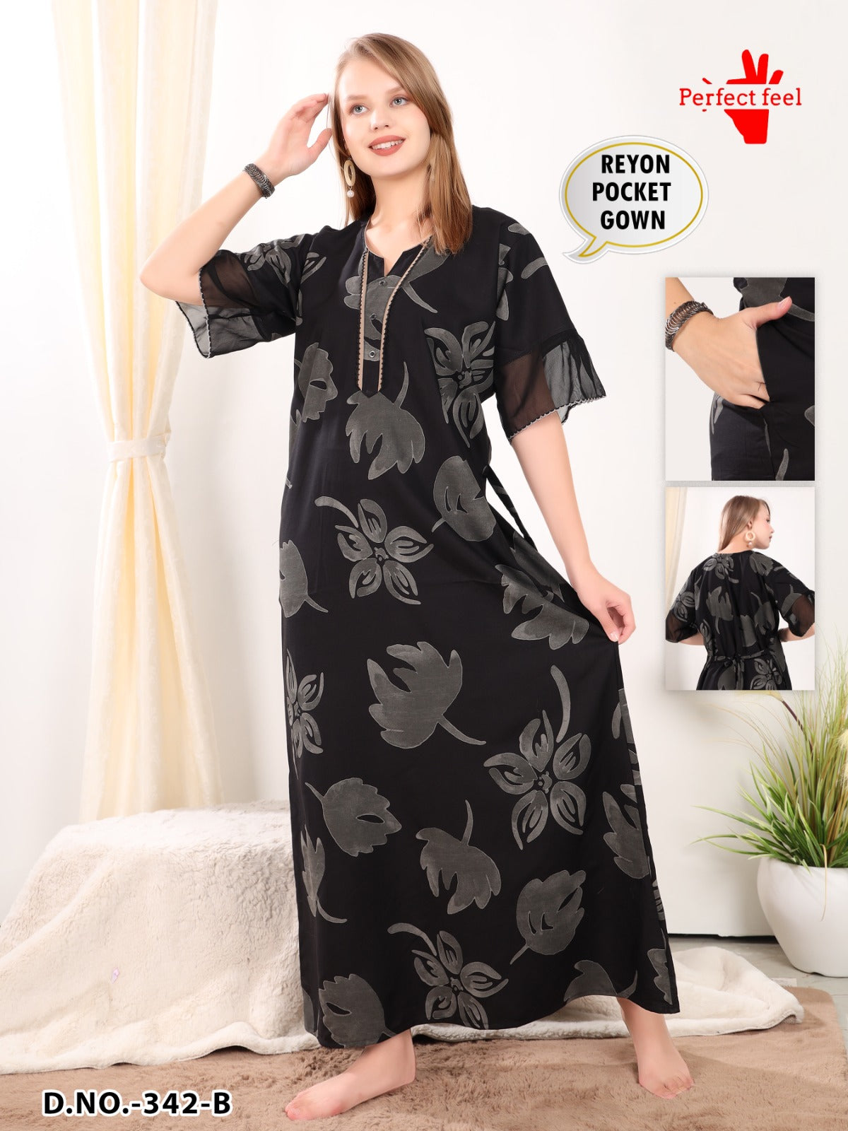Design 340-342 Perfect Feel Reyon Night Gowns Supplier