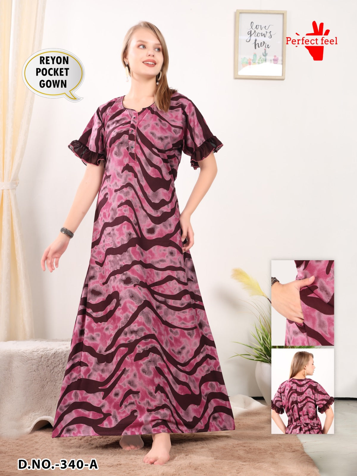 Design 340-342 Perfect Feel Reyon Night Gowns Supplier