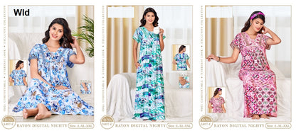 Design 3407 Wld Rayon Night Gowns Supplier India