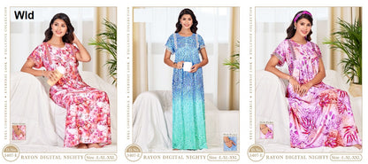 Design 3407 Wld Rayon Night Gowns Supplier India