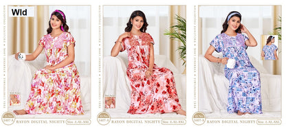 Design 3407 Wld Rayon Night Gowns Supplier India