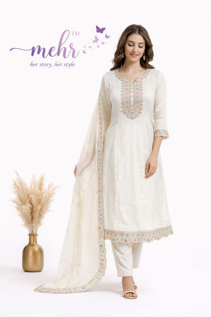 Design 3408-3409 Hinaya Chanderi Readymade Anarkali Suits Supplier India