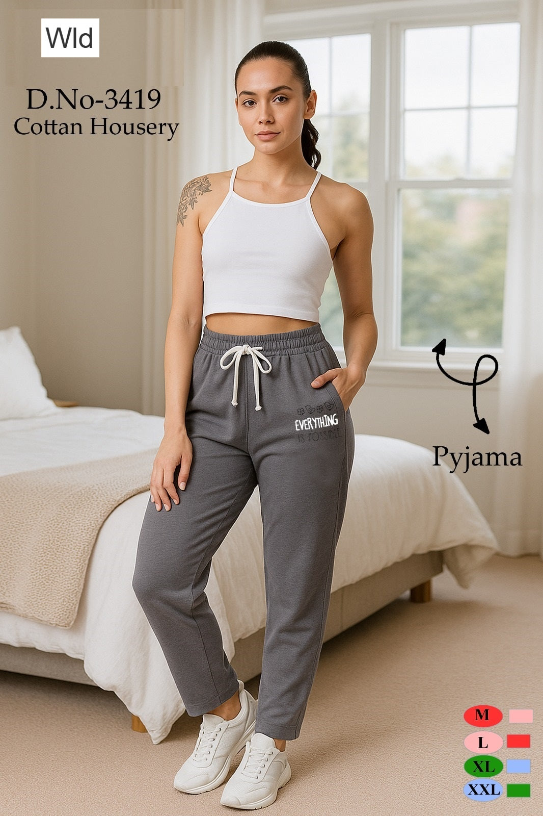 Design 3419 Wld Cotton Women Track Pants Wholesaler