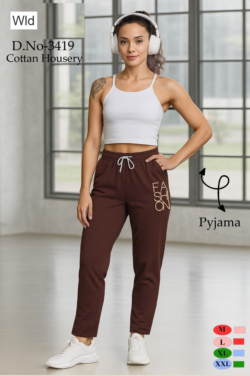 Design 3419 Wld Cotton Women Track Pants Wholesaler