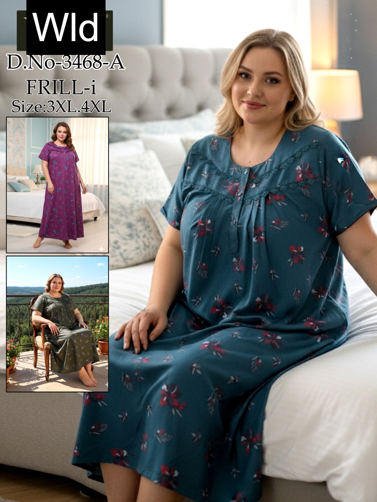 Design 3428-3468 Wld Rayon Night Gowns Wholesale Price