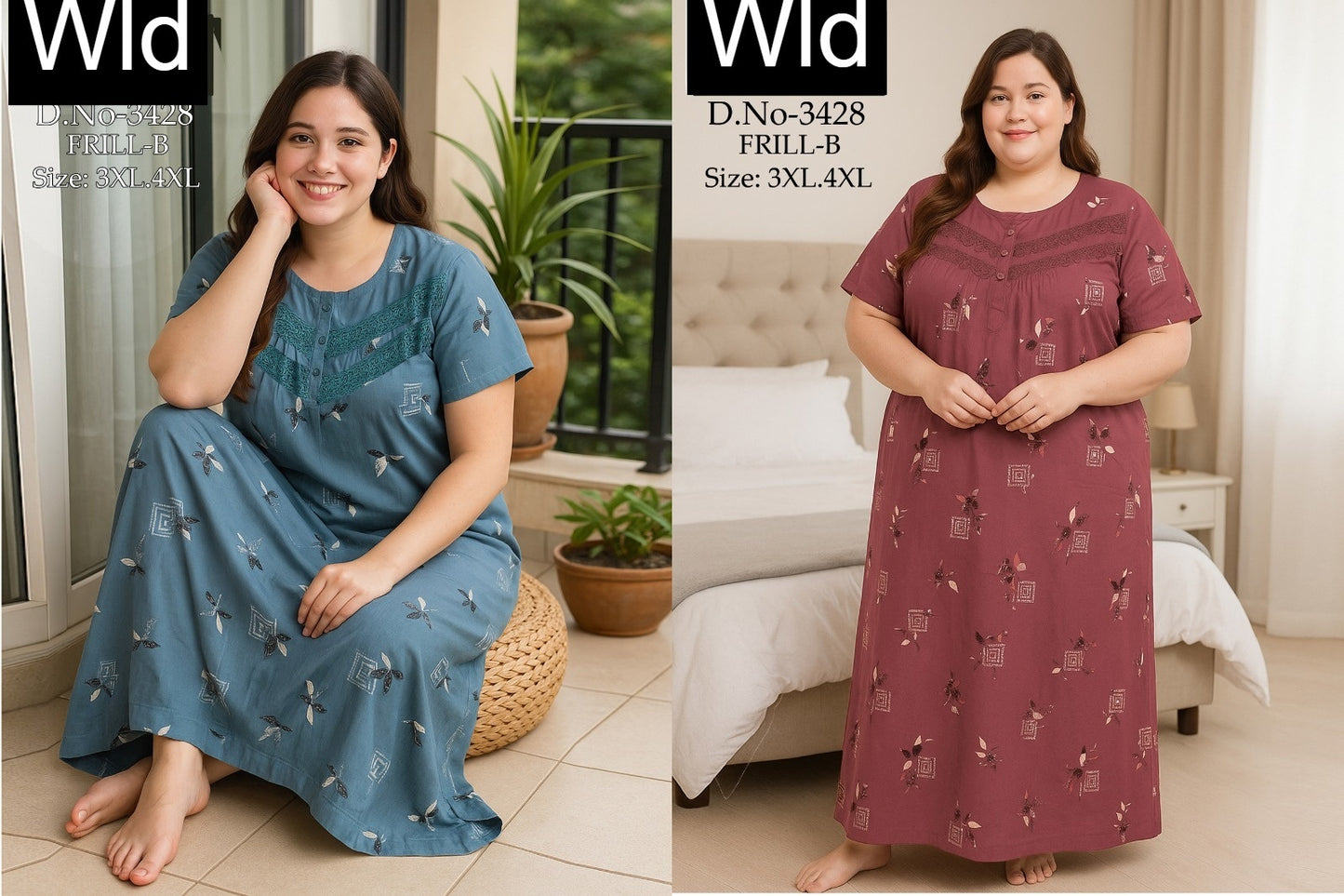 Design 3428-3468 Wld Rayon Night Gowns Wholesale Price