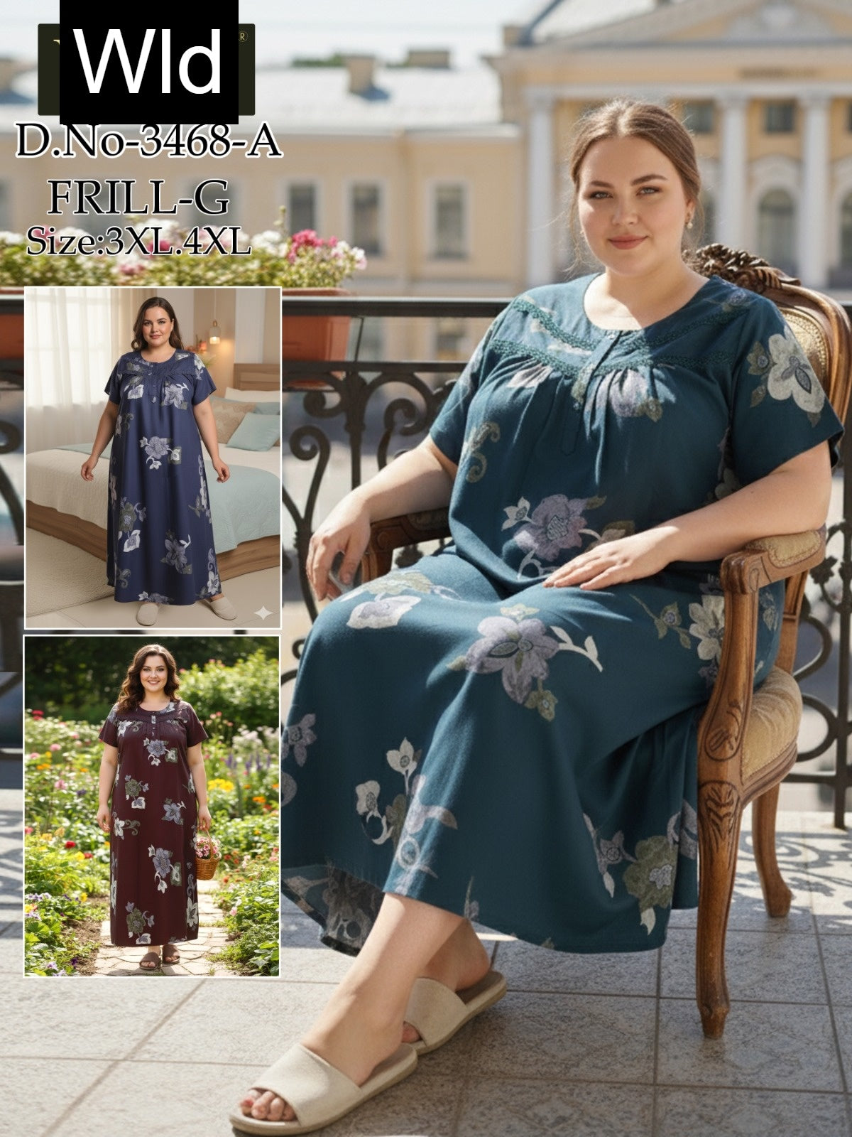 Design 3428-3468 Wld Rayon Night Gowns Wholesale Price