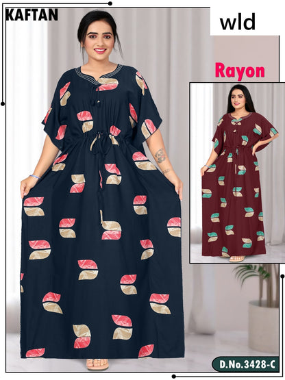 Design 3428 Wld Heavy Rayon Kaftan Nighty Supplier