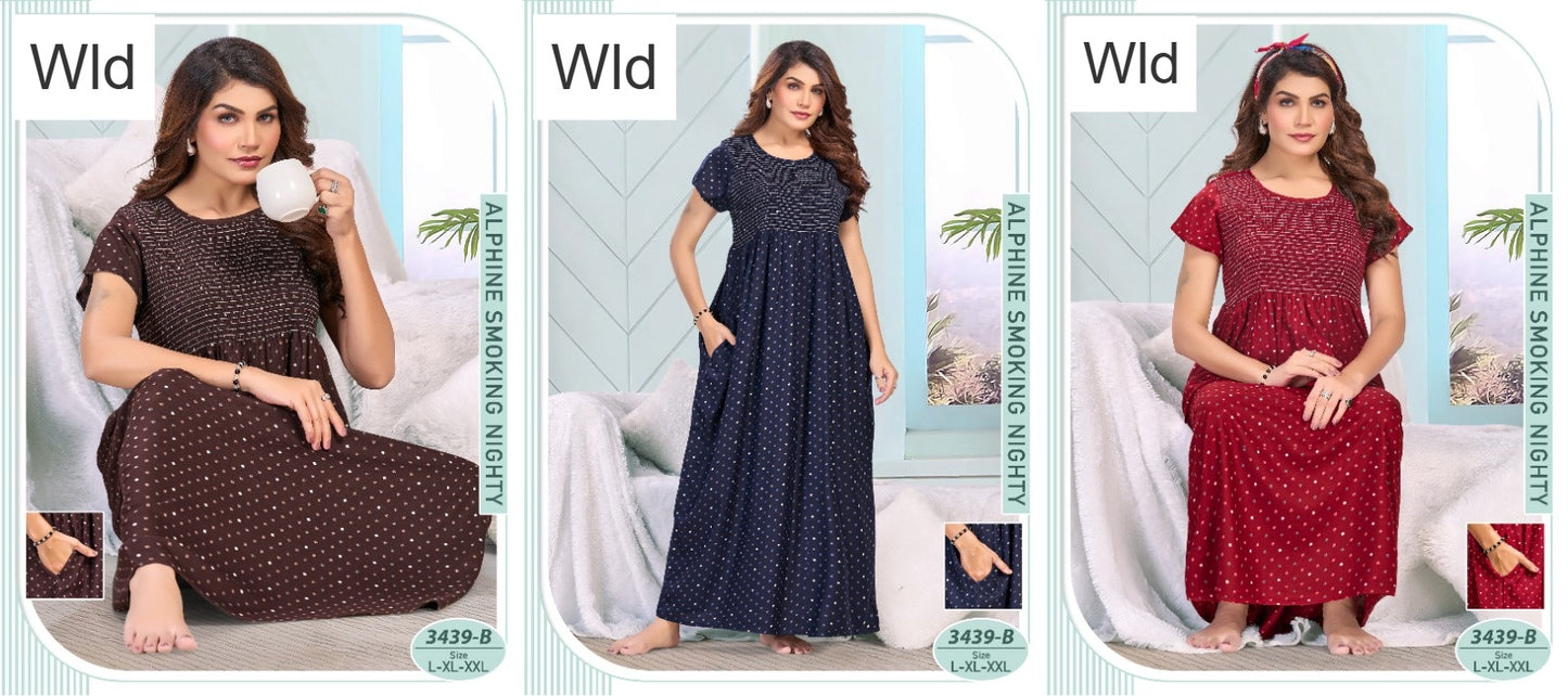 Design 3439 Wld Alpine Night Gowns Exporter Gujarat