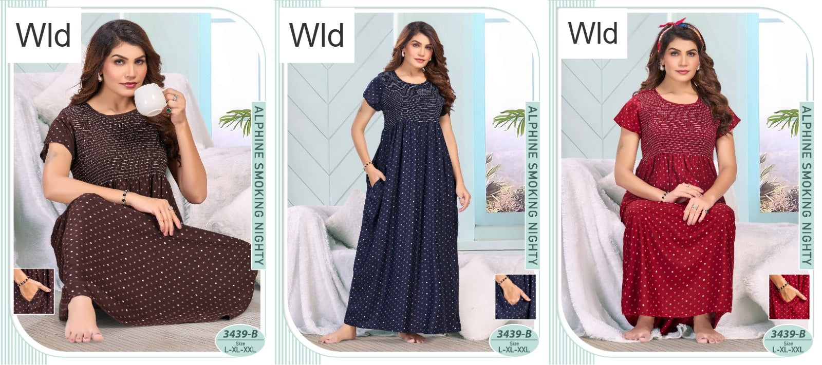 Design 3439 Wld Alpine Night Gowns Exporter Gujarat