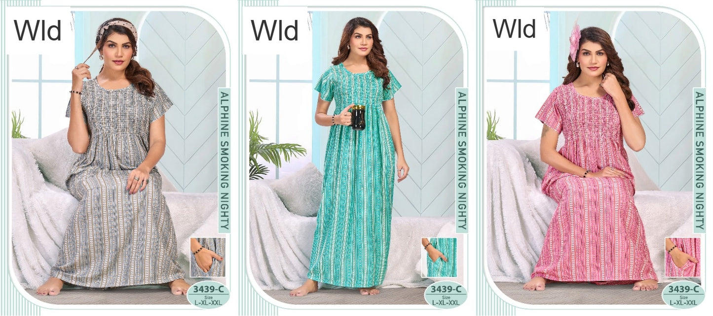Design 3439 Wld Alpine Night Gowns Exporter Gujarat