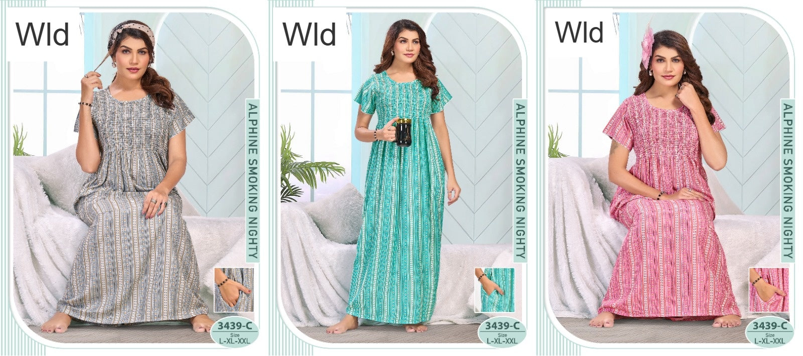 Design 3439 Wld Alpine Night Gowns Exporter Gujarat