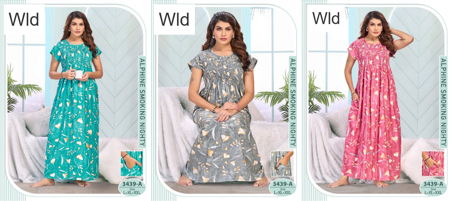 Design 3439 Wld Alpine Night Gowns Exporter Gujarat