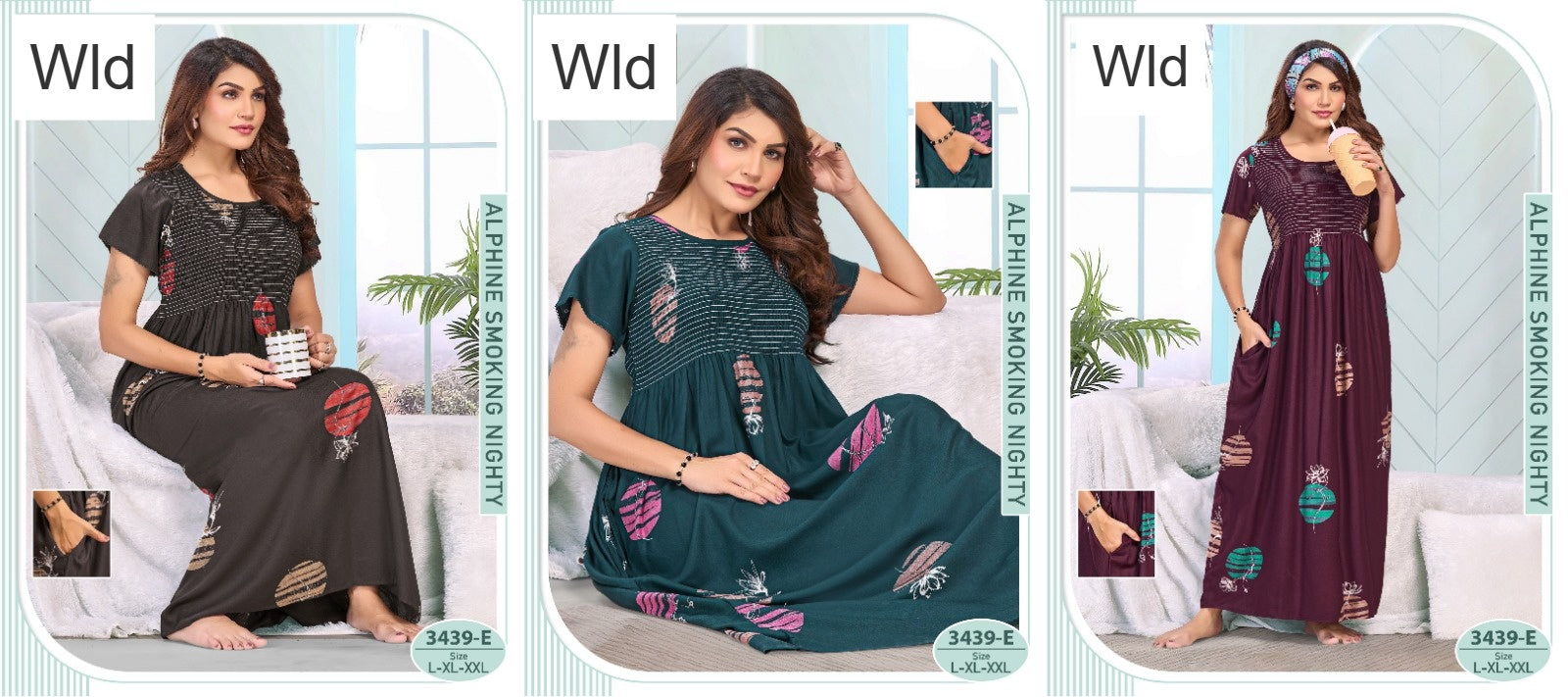 Design 3439 Wld Alpine Night Gowns Exporter Gujarat