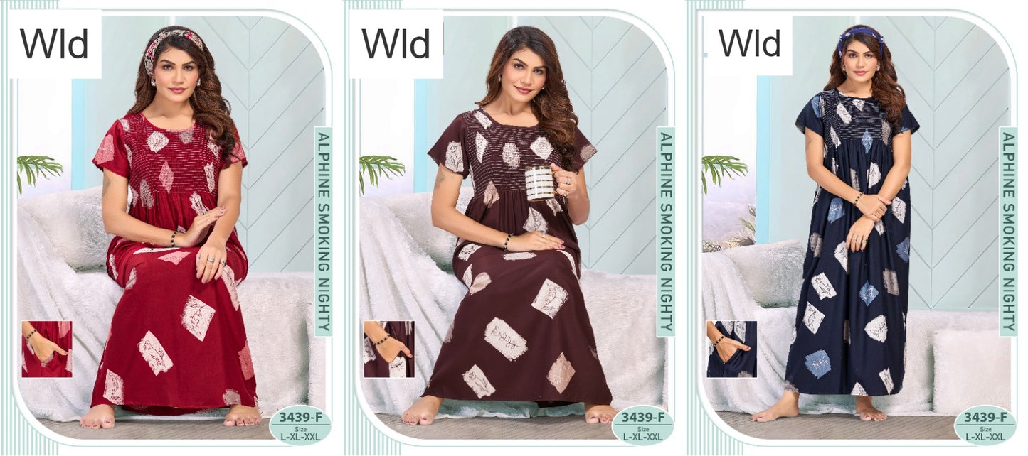 Design 3439 Wld Alpine Night Gowns Exporter Gujarat