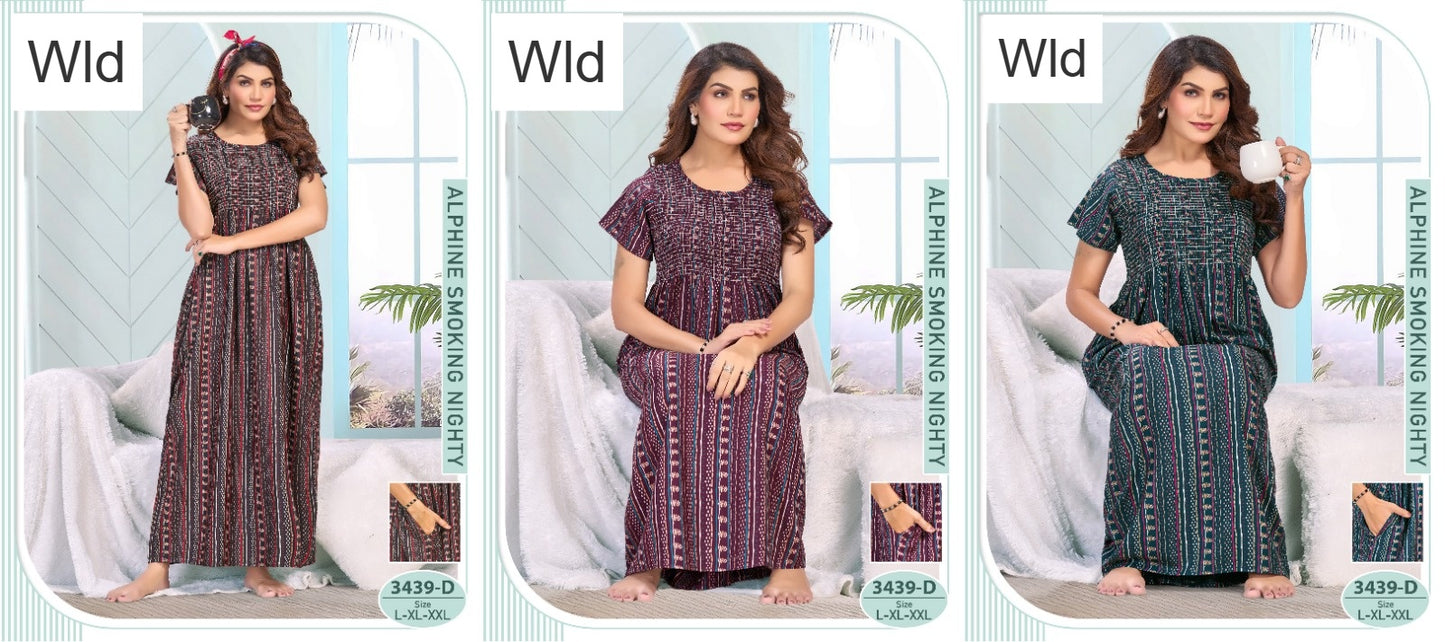 Design 3439 Wld Alpine Night Gowns Exporter Gujarat